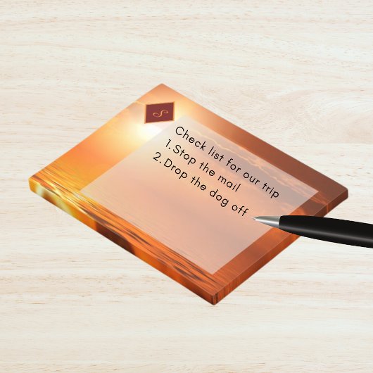 Post-it® Monogramme Coucher de soleil Orange Ciel doré Mer 