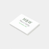 Post-it® Monogramme couple gris vert moderne date romantiqu (Incliné)