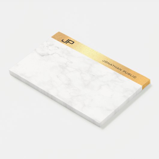 Post-it® Monogramme créatif Marbre or Modèle simple (Incliné)