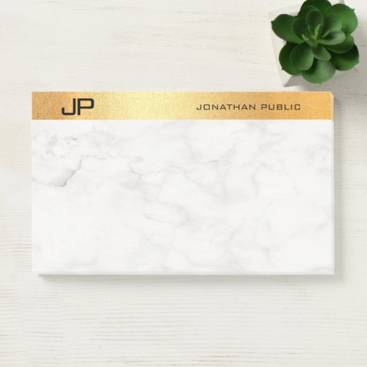 Post-it® Monogramme créatif Marbre or Modèle simple (Bureau)