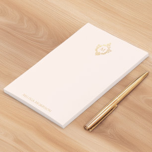 Post-it® Monogramme Crête Or Rose Élégant Féminin Nom