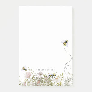 Post-it® Monogramme d'abeille floral peigne personnalisée