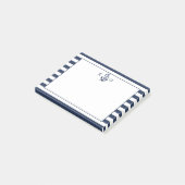 Post-it® Monogramme d'Ancre et de bande de Preppy Nautique  (Incliné)