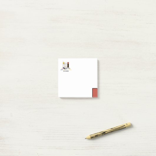 Post-it® Monogramme d'art moderne unique. Lettre U (Sur un bureau)