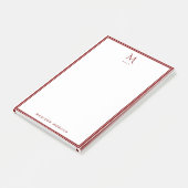 Post-it® Monogramme de base personnalisé avec bordure rouge (Incliné)
