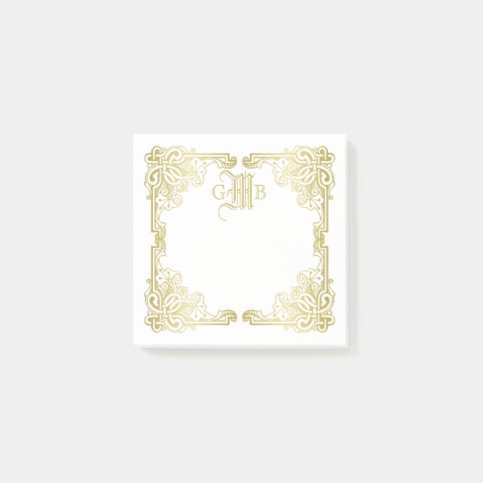 Post-it® Monogramme de cadre d'or classique Mariage (Devant)