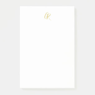 Post-it® Monogramme de calligraphie couleur or moderne uni