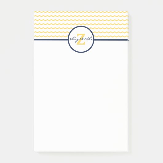 Post-it® Monogramme de Chevron jaune (Devant)