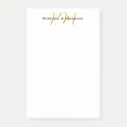 Post-it® Monogramme de couleur or unique exclusif Nom Moder (Devant)