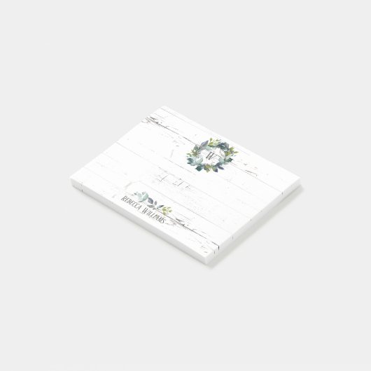 Post-it® Monogramme de couronne de laurier d'aquarelle russ (Incliné)