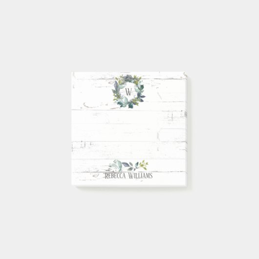 Post-it® Monogramme de couronne de laurier d'aquarelle rust (Devant)