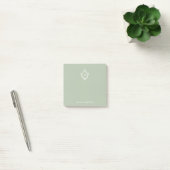 Post-it® Monogramme de crête Vert Sauge Élégant Initial Vin (Bureau)