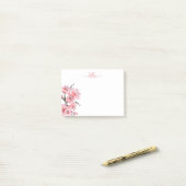 Post-it® Monogramme de fleurs de cerisier rose blanc (Sur un bureau)
