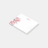 Post-it® Monogramme de fleurs de cerisier rose blanc (Incliné)