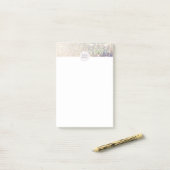 Post-it® monogramme de la parties scintillant iridescente o (Sur un bureau)