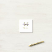 Post-it® Monogramme de la tribu de la mariée simple en or (Sur un bureau)