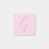 Post-it® Monogramme de lettre initiale rose clair chic uni (Devant)
