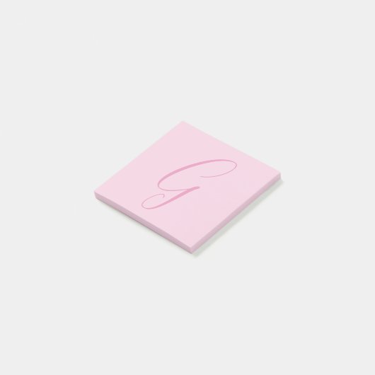 Post-it® Monogramme de lettre initiale rose clair chic uni (Incliné)