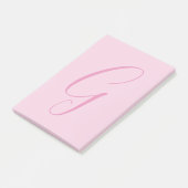 Post-it® Monogramme de lettre initiale rose clair chic uni (Incliné)