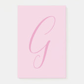 Post-it® Monogramme de lettre initiale rose clair chic uni (Devant)