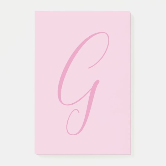 Post-it® Monogramme de lettre initiale rose clair chic uni (Devant)