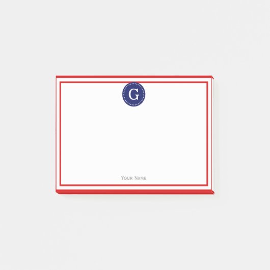 Post-it® Monogramme de marine 1I encadré rouge (Devant)