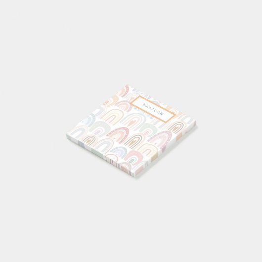 Post-it® Monogramme de Motif arc-en-ciel mignon assisté (Incliné)