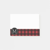 Post-it® Monogramme de Motif de Buffle Noir Rouge Rustique (Devant)