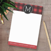 Post-it® Monogramme de Motif de buffle rouge et noir rustiq
