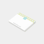 Post-it® Monogramme de Motif géométrique aquatique et jaune (Incliné)