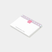 Post-it® Monogramme de Motif géométrique rose et bleu (Incliné)