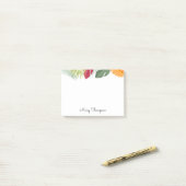 Post-it® Monogramme de nom de bordure florale tropicale (Sur un bureau)