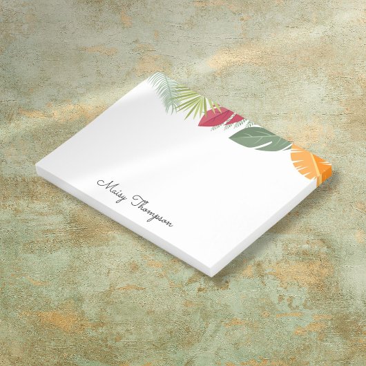Post-it® Monogramme de nom de bordure florale tropicale