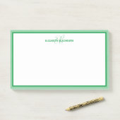 Post-it® Monogramme de nom personnalisé Vert (Sur un bureau)