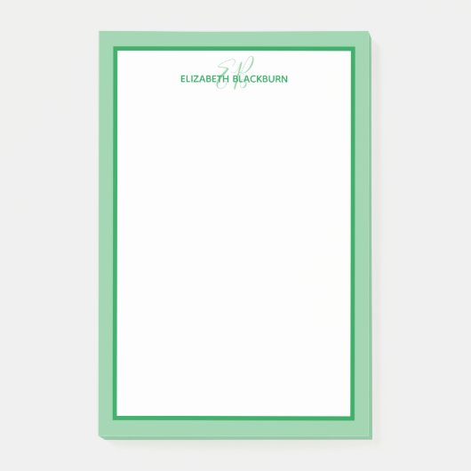 Post-it® Monogramme de nom personnalisé Vert (Devant)