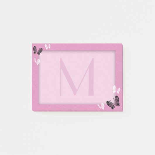 Post-it® Monogramme de papillon sur le rose (Devant)