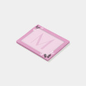 Post-it® Monogramme de papillon sur le rose (Incliné)