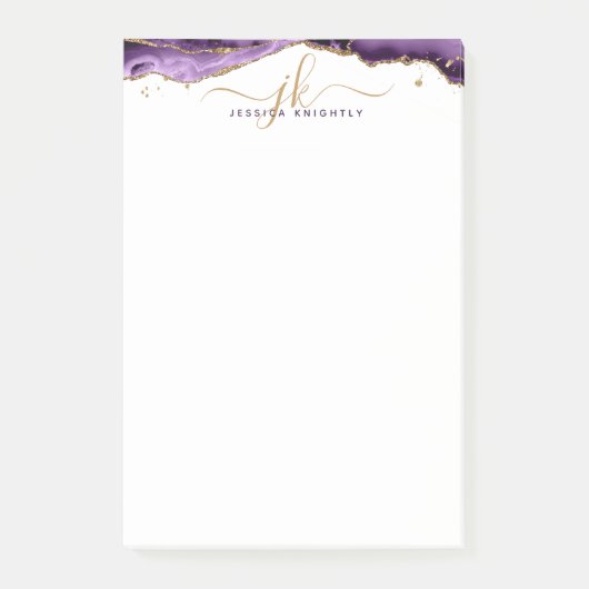 Post-it® Monogramme de Parties scintillant d'or de la Géode (Devant)