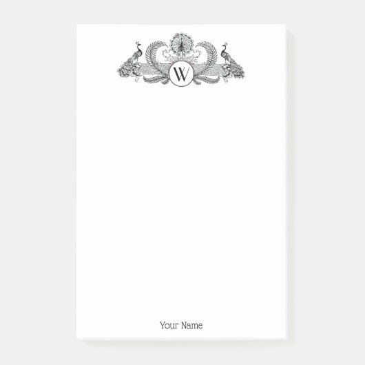 Post-it® Monogramme de Peacocks vintages (Devant)