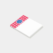 Post-it® Monogramme de point Polka bleu et rouge (Incliné)