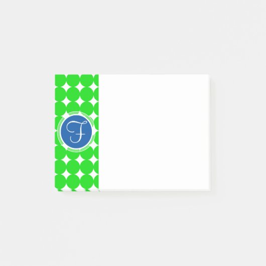 Post-it® Monogramme de point Polka bleu et vert (Devant)