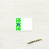 Post-it® Monogramme de point Polka bleu et vert (Sur un bureau)