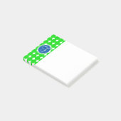Post-it® Monogramme de point Polka bleu et vert (Incliné)