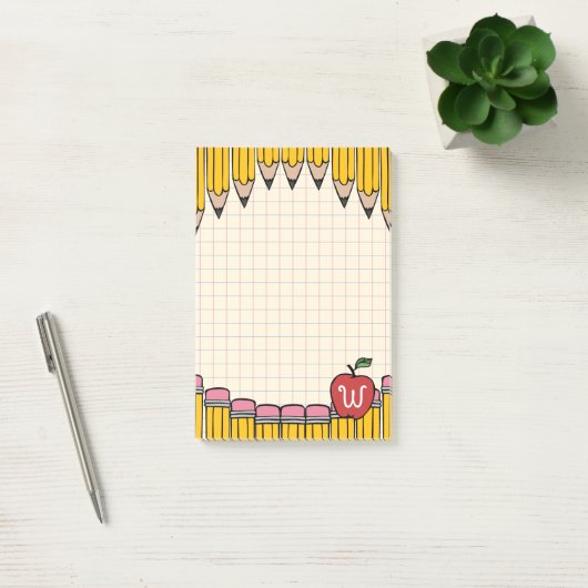 Post-it® Monogramme de professeur gribouillages scolaires d (Bureau)
