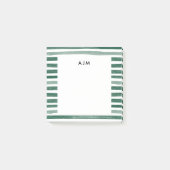 Post-it® Monogramme de rayures d'aquarelle verte (Devant)