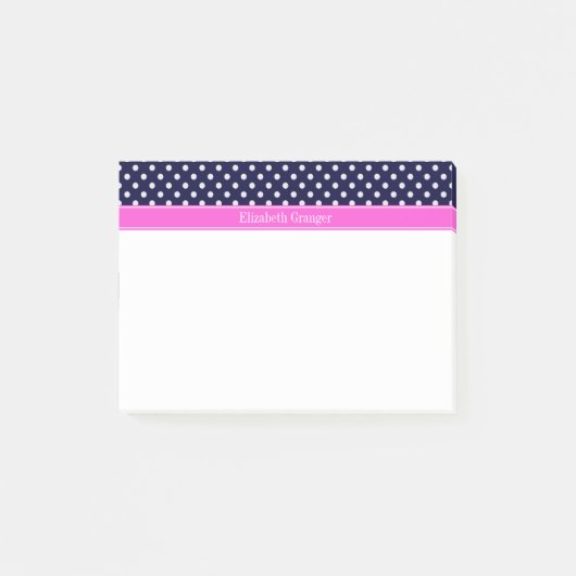 Post-it® Monogramme de ruban rose chaud Pois blancs de la M (Devant)