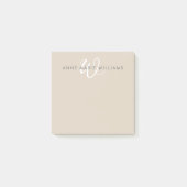 Post-it® Monogramme de script blanc marron moderne (Devant)