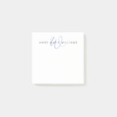 Post-it® Monogramme de script bleu moderne (Devant)