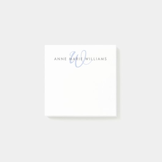 Post-it® Monogramme de script bleu moderne (Devant)