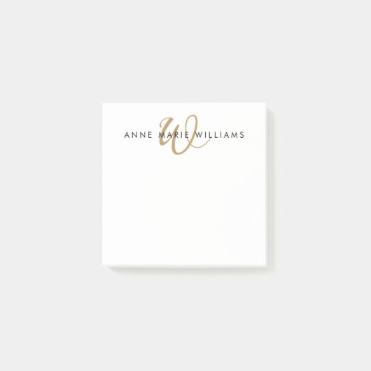 Post-it® Monogramme de script doré moderne (Devant)